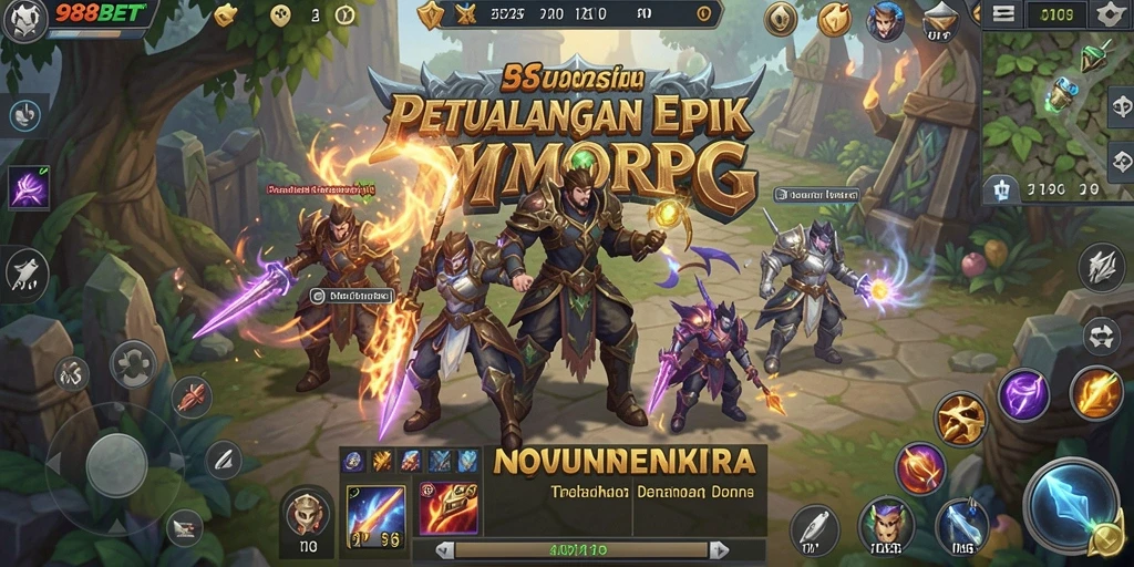 Tampilan gameplay <strong>988BET</strong> yang menampilkan aksi petualangan MMORPG.