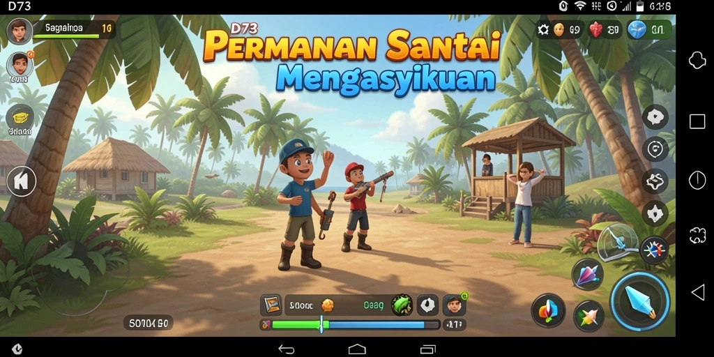 Tampilan pegamean D73 yang penuh warna dan menyenangkan.