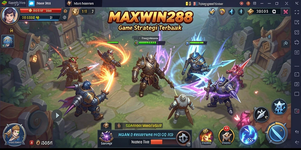 Gameplay seru strategi di MAXWIN288 dengan bangunan dan pasukan.