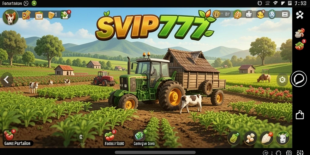 Tampilan gameplay SVIP777 dengan kebun yang rimbun dan berwarna-warni.